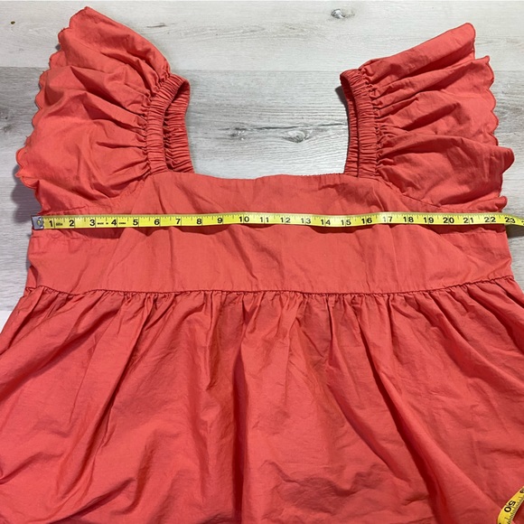 Arula Coral Cropped Flutter Scalloped Sleeve Square Neck Top, Size C (3X, 22/24) - Picture 7 of 8